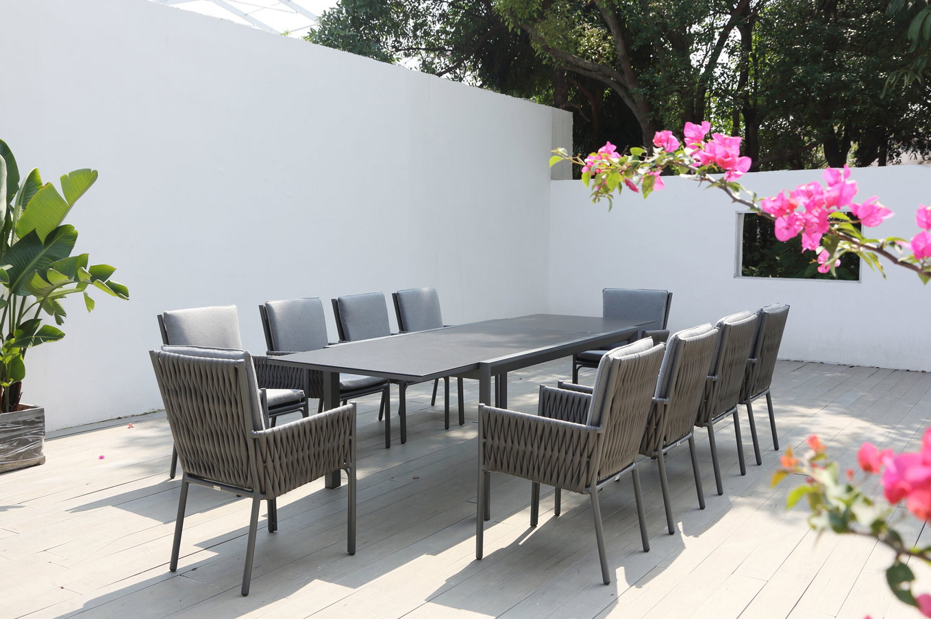 OUTFLEXX Set da pranzo da giardino, antracite, alluminio, tavolo 180/270x100 cm, 10 poltrone 23901__1