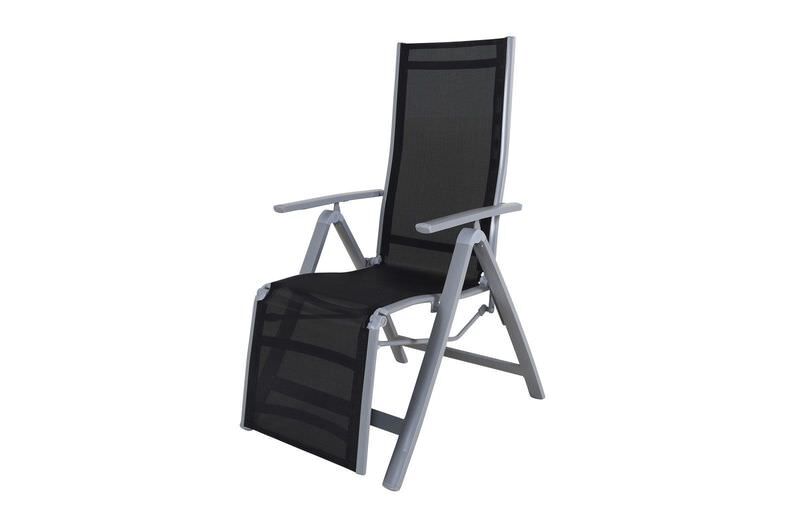VILLANA Sylvania Poltrona Relax, argento/nero, alluminio/textilene, 67 x 58 x 110 cm, pieghevole 19807__1