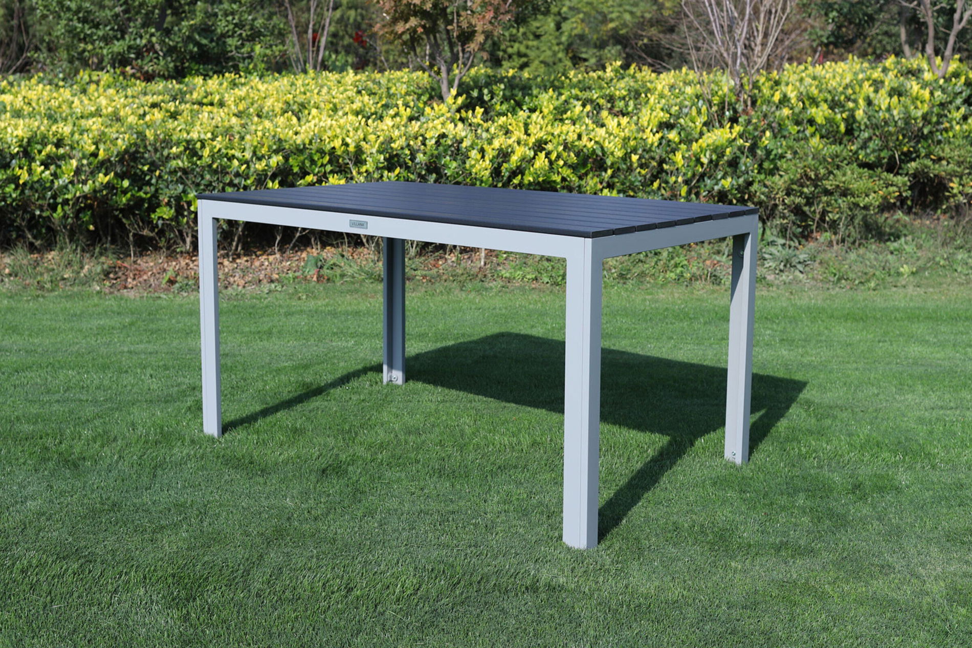 VILLANA Sylvania Tavolo da pranzo, argento/nero, Alluminio/Effetto legno, 150x90cm, rettangolare