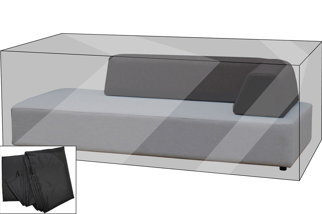 Copertura Premium OUTFLEXX per elemento lounge, ad es. Maui salotto, 107x212x65cm, resistente all'acqua, nero 21476__1