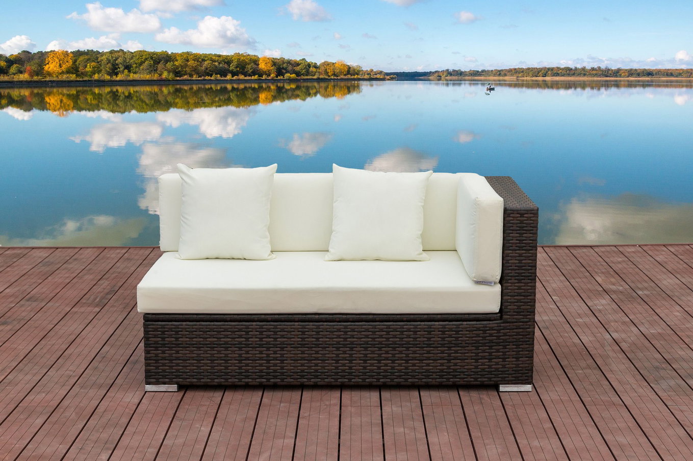 OUTFLEXX divano 2 posti elemento angolare centrale, marrone marmorizzato, polyrattan, 145 x 85 x 70 cm, contenitore per cuscini impermeabile, bracciolo sin. 15734_3_BOX__1