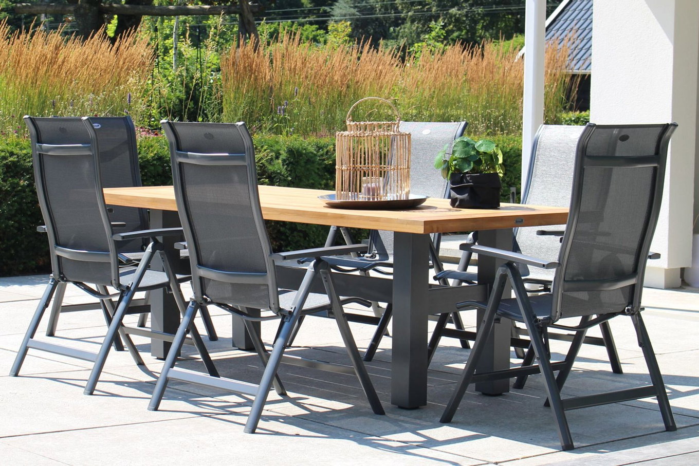 HARTMAN Modello speciale Yasmani/Alice Comfort Gruppo pranzo da giardino, xerix, Alluminio/Legno di teak, 240x100cm, 6 sedie pieghevoli 19051__1