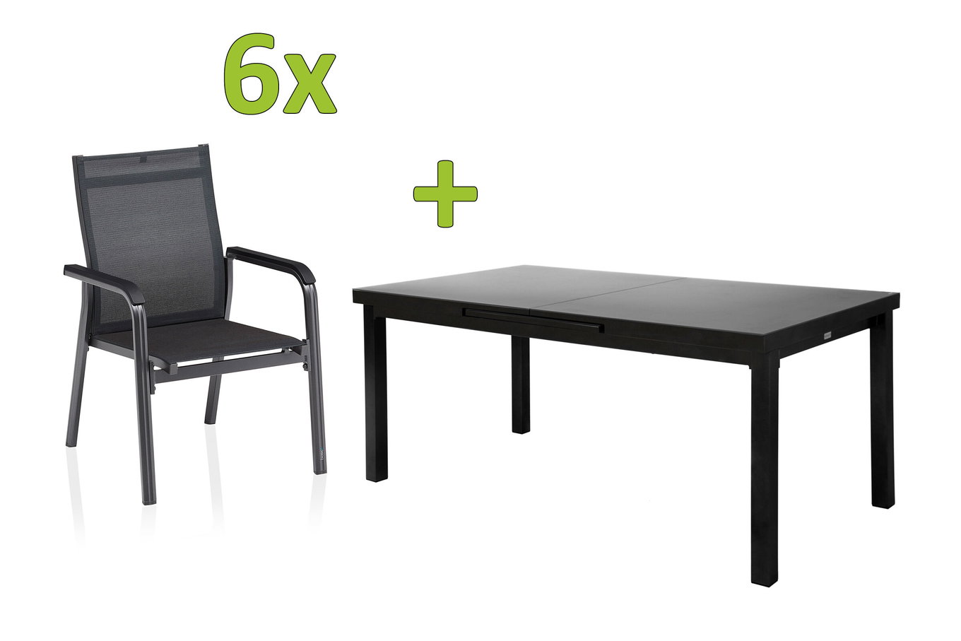 KETTLER BasicPlus Premium Gruppo pranzo da giardino, antracite, Alu/Textilene, tavolo 180/240 cm, 6 poltrone impilabili 31520__1