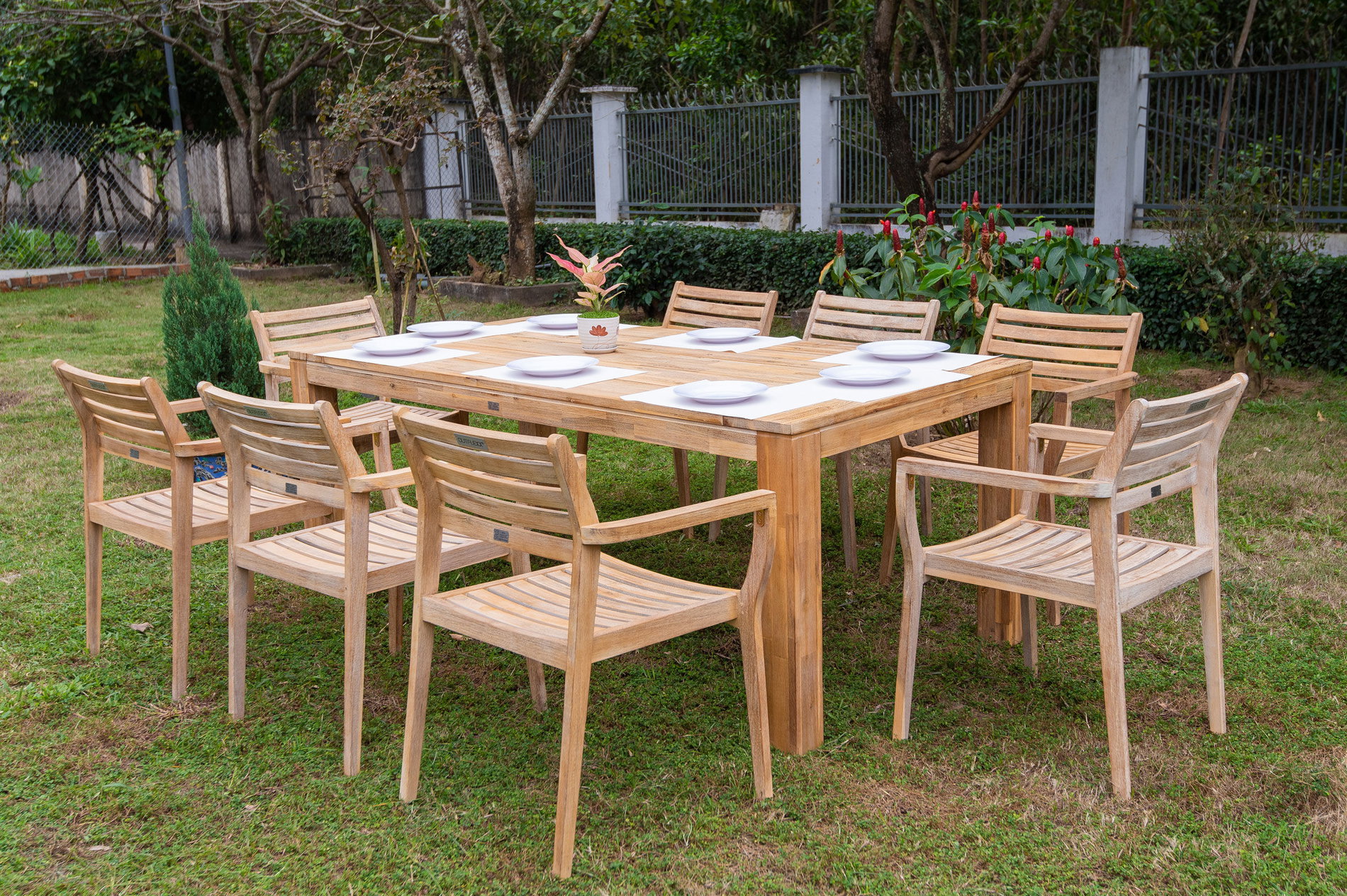 OUTFLEXX Garten-Essgruppe, natur/grau, Akazie, Tisch 200 x 100 cm, 8 Personen, FSC®-zertifiziertes Produkt 22803__1