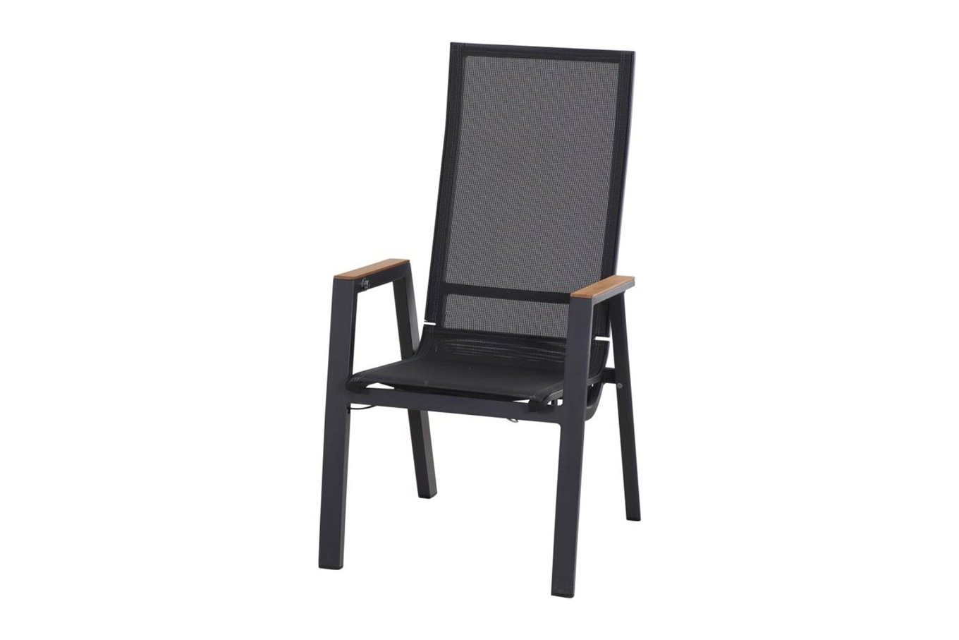 SIENA GARDEN Poltrona impilabile Rondo Move, antracite opaco, Alluminio/Ranotex, 72 x 59 x 110 cm, con braccioli in teak, regolabile continuamente 30806__1