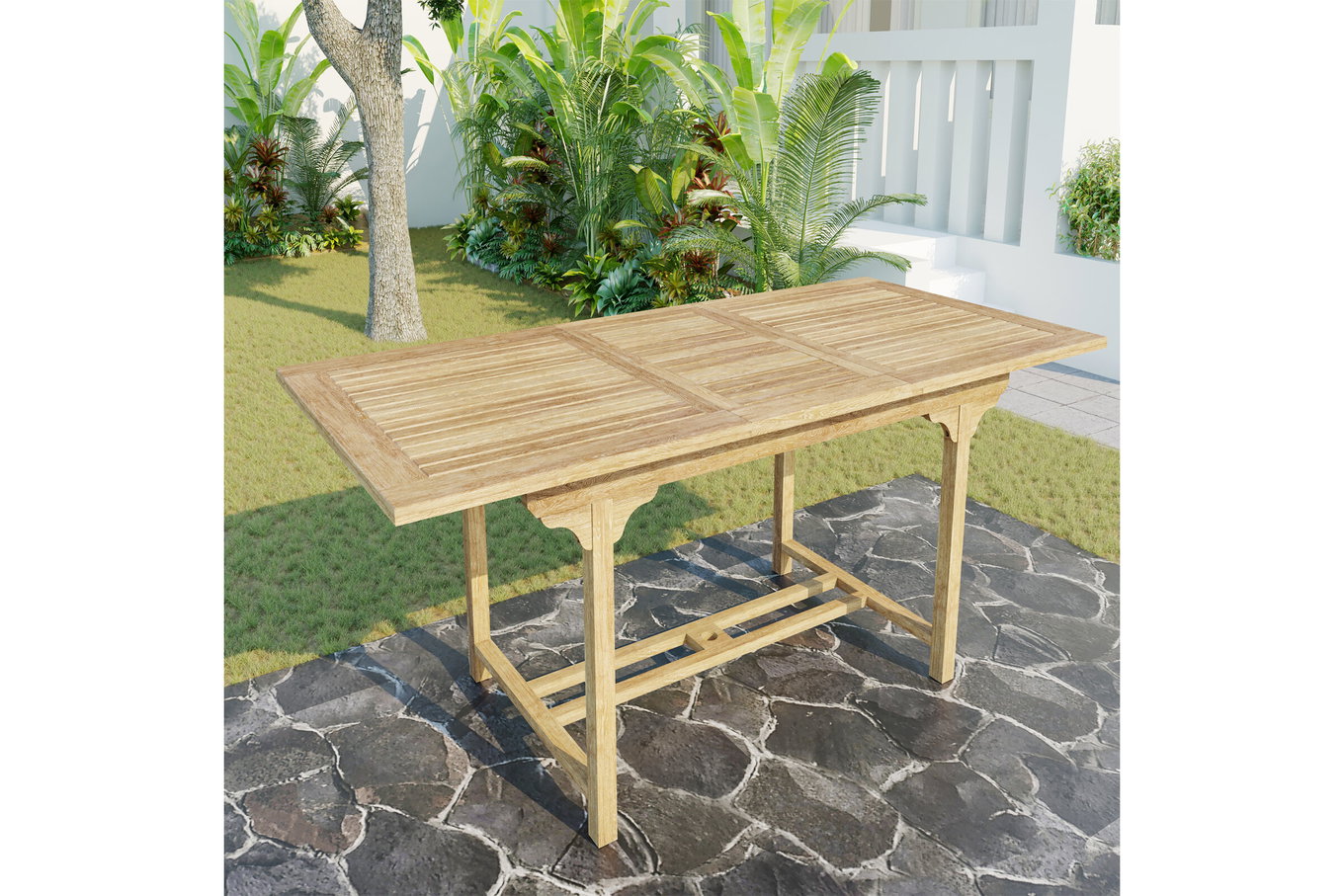 OUTFLEXX Ontario Tavolo allungabile, naturale, legno di teak, 160/210x90cm, finemente levigato 18310__1