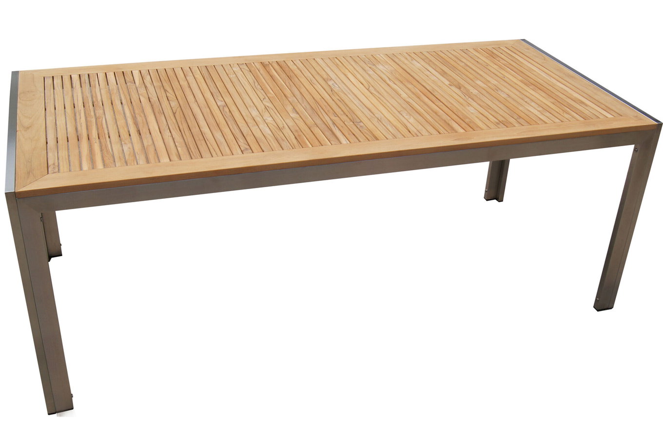 OUTFLEXX Tavolo da pranzo, acciaio inox/legno di teak, 200x90cm 7101_4__1
