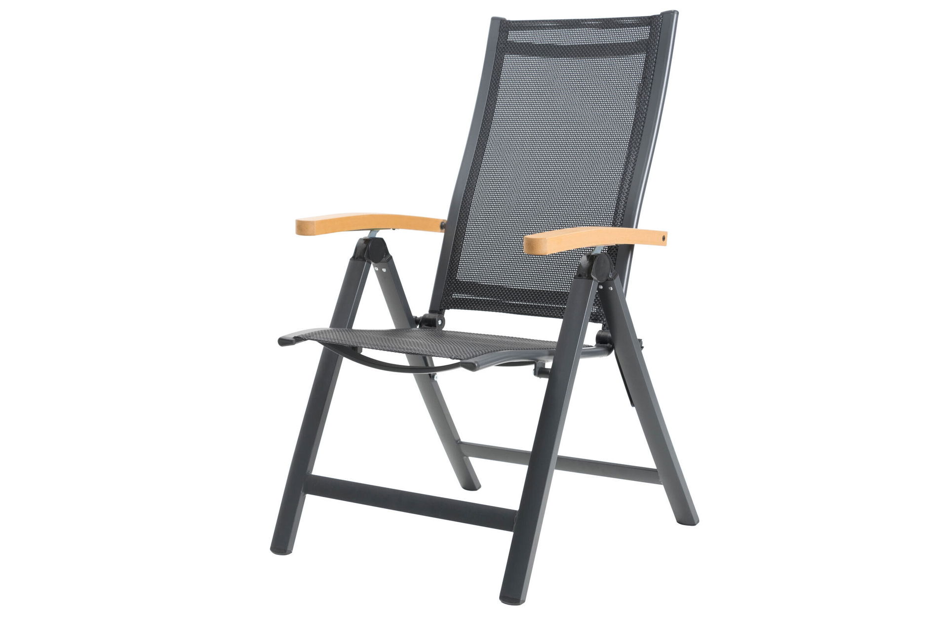 OUTFLEXX Tallinn Sedia pieghevole, antracite opaco, Alu/imitazione legno, 67 x 58 x 107 cm