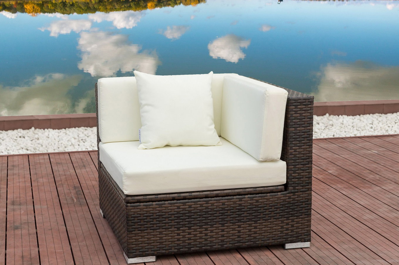 OUTFLEXX Elemento angolare, marrone marmorizzato, polyrattan, 85 x 85 x 70 cm, contenitore per cuscini impermeabile 15734_6_BOX__1