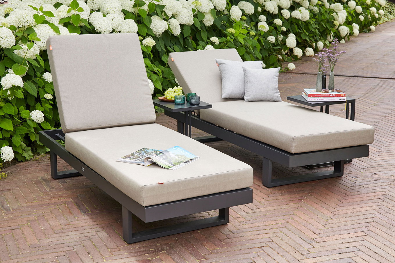 SIENA GARDEN Avenia Panca/Lettino da pranzo, antracite/taupe mélange, alluminio, 73x195x70 cm, inclusi cuscini per seduta e schienale 22000__1