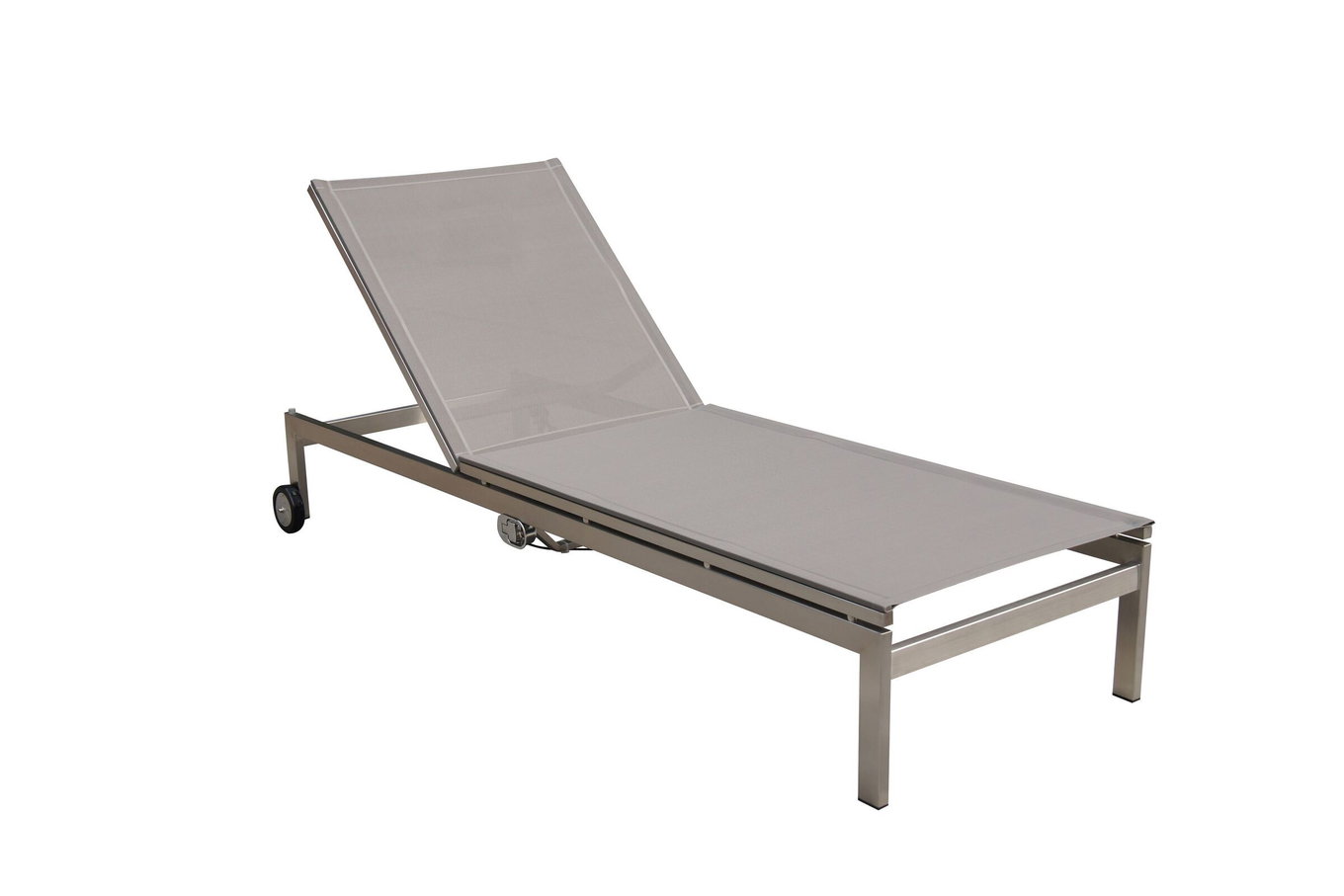 OUTFLEXX Lettino prendisole, argento, acciaio inox/textilene, con angolazioni regolabile, 210 x 70 cm 7100_3__1