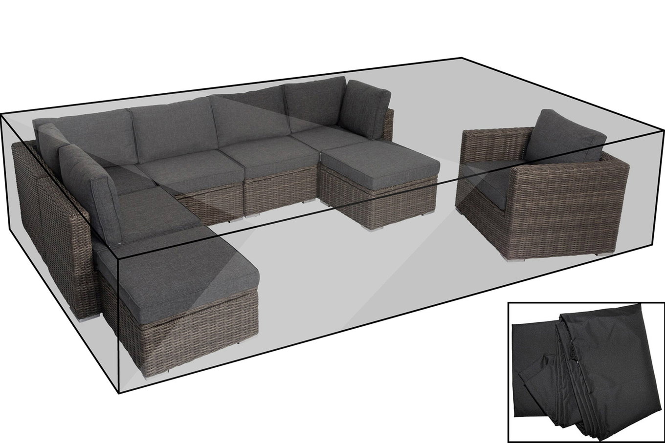 OUTFLEXX Copertura Premium, per salotto, ad es. 18365-BOX, nero, 310x180x68 cm, resistente all'acqua 19013__1