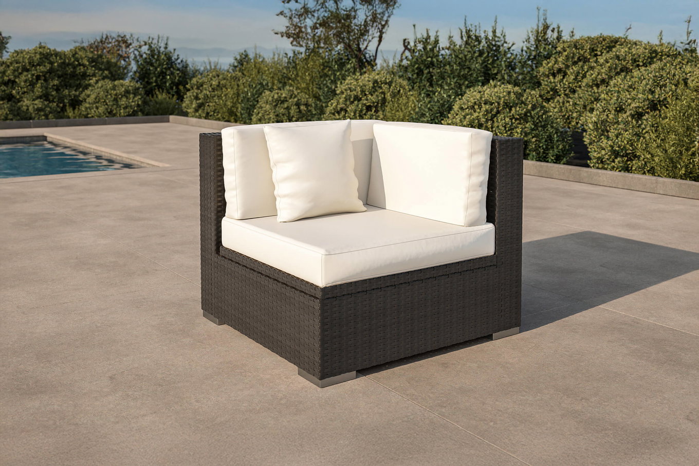 OUTFLEXX Elemento angolare, crema/bianco, nero, polyrattan, incl. imbottitura e cuscini, box portacuscini impermeabile 2392_6_BOX__1