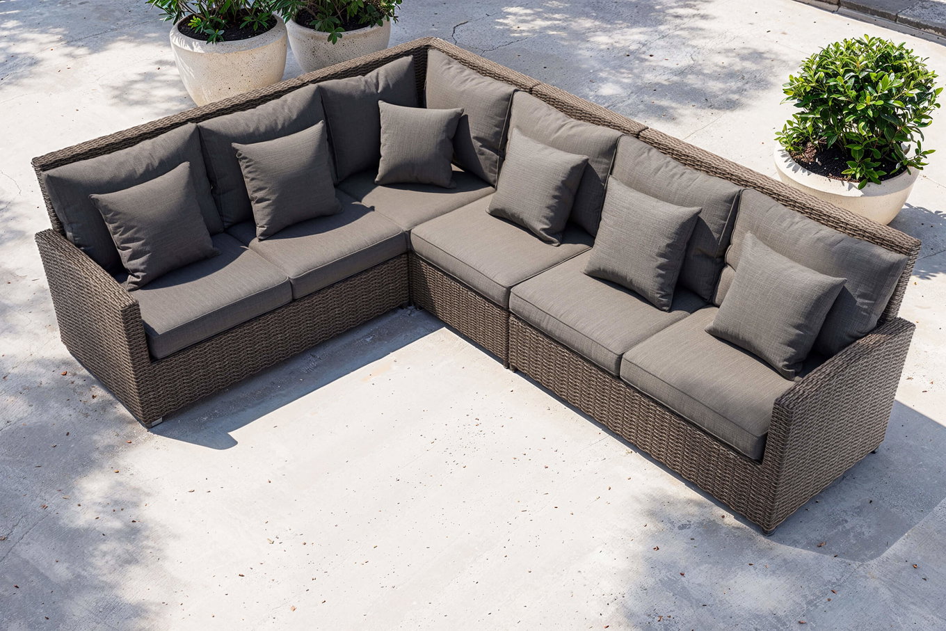 OUTFLEXX Lounge angolare, grigio, polyrattan, 4 pezzi, 5-6 persone, incl. imbottiture e cuscini 20661__1