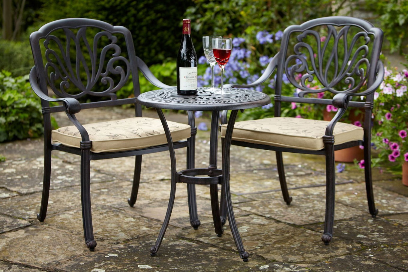 HARTMAN Amalfi Set Balcone, bronzo, Alluminio pressofuso, Ø62cm, 2 poltrone incl. cuscini reversibili 18972__1